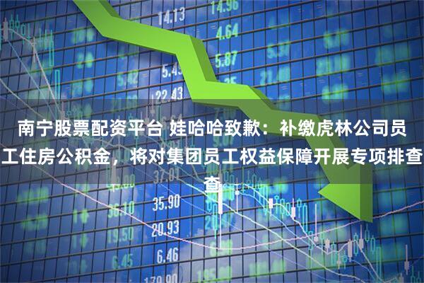 南宁股票配资平台 娃哈哈致歉：补缴虎林公司员工住房公积金，将对集团员工权益保障开展专项排查